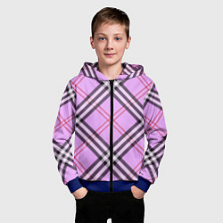 Толстовка на молнии детская Стильная клетка - крупно, цвет: 3D-синий — фото 2