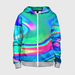 Детская толстовка на молнии Неоновые голографические краски - светло-голубоват