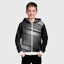 Толстовка на молнии детская Карбоновая текстура хром, цвет: 3D-белый — фото 2
