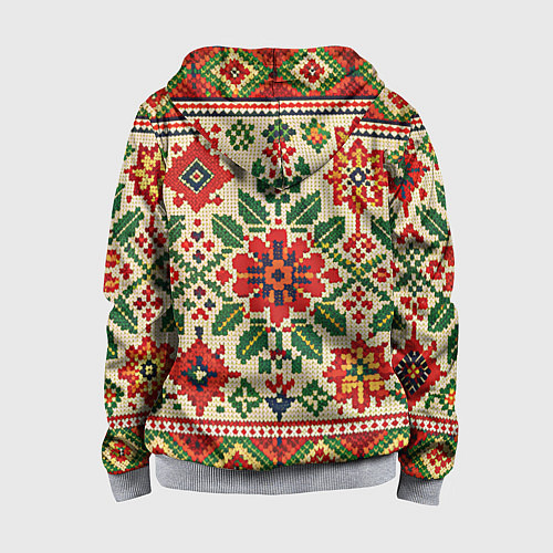 Детская толстовка на молнии Славянский узор и орнамент / 3D-Меланж – фото 2