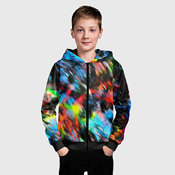 Толстовка на молнии детская Цветные краски абстракция, цвет: 3D-черный — фото 2