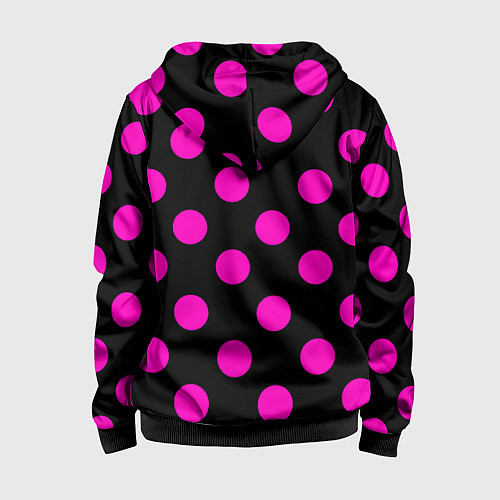 Детская толстовка на молнии Эмо эстетика - черно розовый горох / 3D-Черный – фото 2