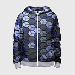 Детская толстовка на молнии Серо синие соты