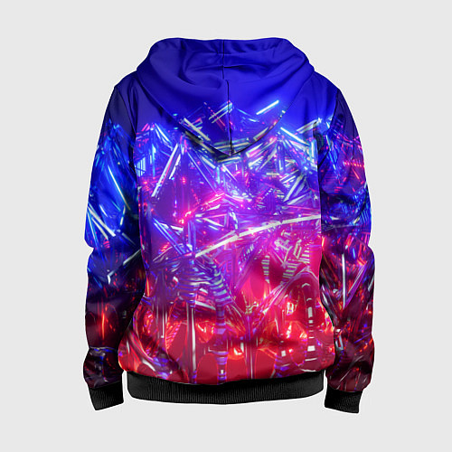 Детская толстовка на молнии Неоновая геометрическая абстракция / 3D-Черный – фото 2