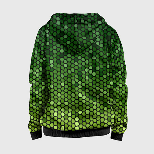 Детская толстовка на молнии Мозаика под зеленую змею / 3D-Черный – фото 2
