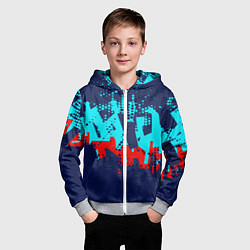 Толстовка на молнии детская Красно-синяя абстракция, цвет: 3D-меланж — фото 2