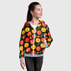 Толстовка на молнии детская Персиковый паттерн, цвет: 3D-меланж — фото 2