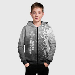 Толстовка на молнии детская Assassins Creed - grey gradient по-вертикали, цвет: 3D-черный — фото 2
