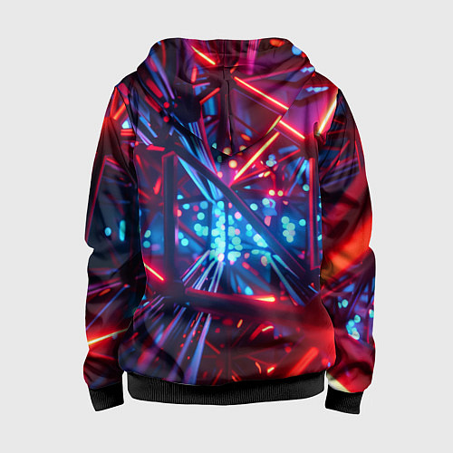 Детская толстовка на молнии Неоновые трубки / 3D-Черный – фото 2