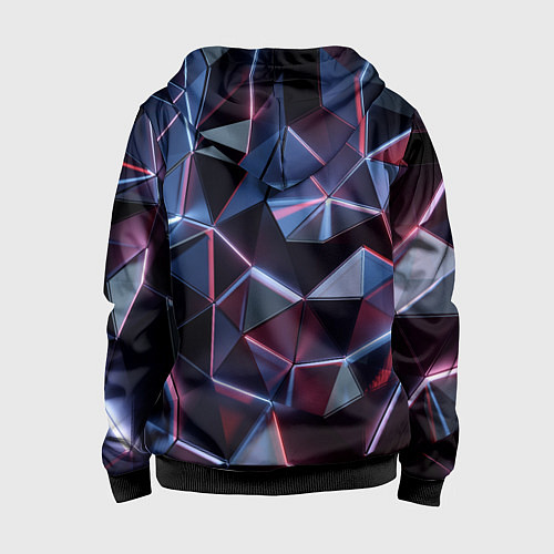 Детская толстовка на молнии Неоновые геометрические плиты / 3D-Черный – фото 2