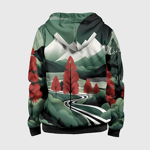 Детская толстовка на молнии Дорога на природу / 3D-Черный – фото 2