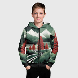 Толстовка на молнии детская Дорога на природу, цвет: 3D-черный — фото 2