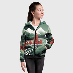 Толстовка на молнии детская Дорога на природу, цвет: 3D-черный — фото 2