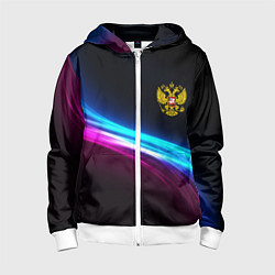 Детская толстовка на молнии Россия неоновые волны