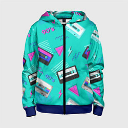 Детская толстовка на молнии Бирюзовая кассета из 90-х