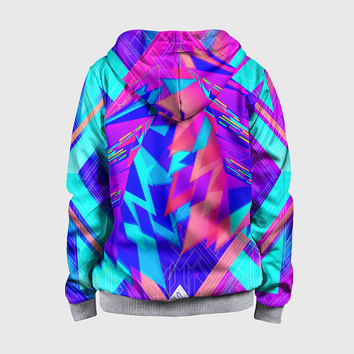 Детская толстовка на молнии Неоновая текстура грани / 3D-Меланж – фото 2