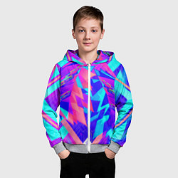 Толстовка на молнии детская Неоновая текстура грани, цвет: 3D-меланж — фото 2