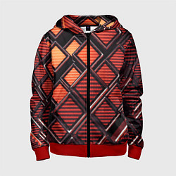 Толстовка на молнии детская Геометрия карбон, цвет: 3D-красный
