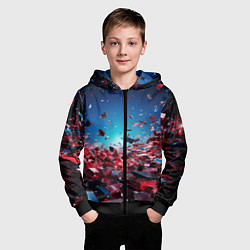 Толстовка на молнии детская Осколки плит в движении, цвет: 3D-черный — фото 2