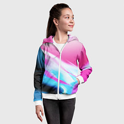 Толстовка на молнии детская Неоновые краски градиент, цвет: 3D-белый — фото 2
