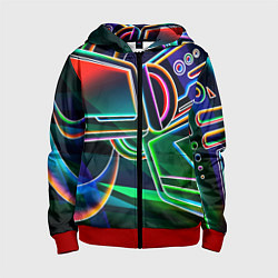 Детская толстовка на молнии Неоновая психоделика геймер