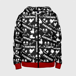 Толстовка на молнии детская Fortnite black pattern, цвет: 3D-красный
