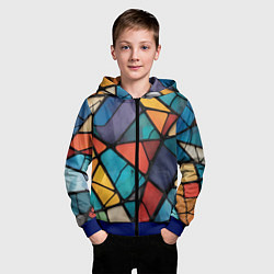 Толстовка на молнии детская Цветное стекло витраж, цвет: 3D-синий — фото 2