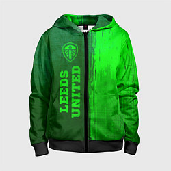 Толстовка на молнии детская Leeds United - green gradient по-вертикали, цвет: 3D-черный