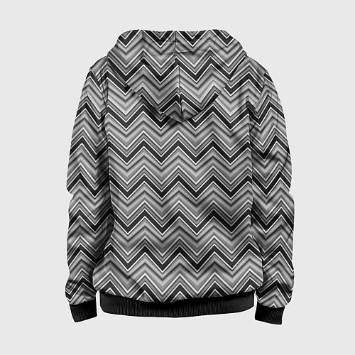 Детская толстовка на молнии Серо белый геометрический узор зигзаг / 3D-Черный – фото 2