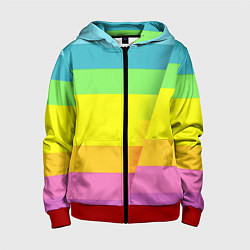 Толстовка на молнии детская Разноцветные полосы, цвет: 3D-красный
