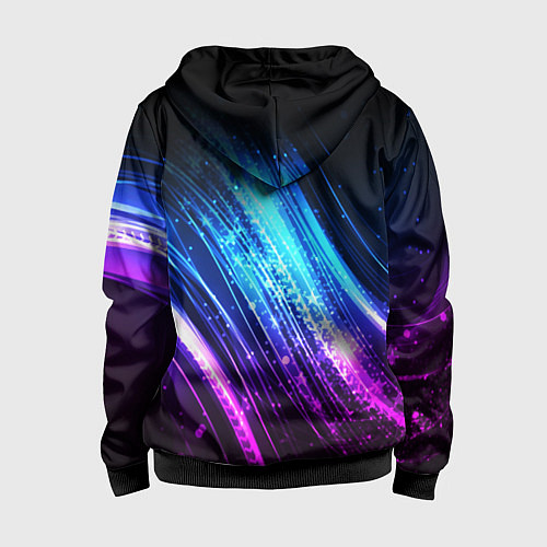 Детская толстовка на молнии Неоновые звёзды текстура / 3D-Черный – фото 2