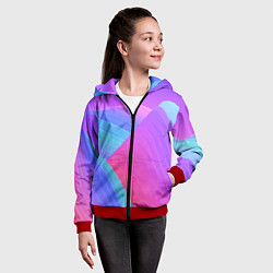Толстовка на молнии детская Неоновая геометрия полосы, цвет: 3D-красный — фото 2