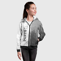 Толстовка на молнии детская Porto - white gradient по-вертикали, цвет: 3D-черный — фото 2