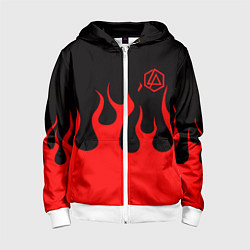 Толстовка на молнии детская Linkin park logo fire, цвет: 3D-белый