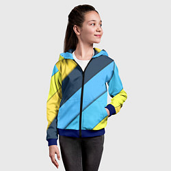 Толстовка на молнии детская Линии геометрия, цвет: 3D-синий — фото 2