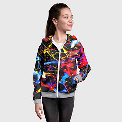 Толстовка на молнии детская Неоновые брызги красок, цвет: 3D-меланж — фото 2