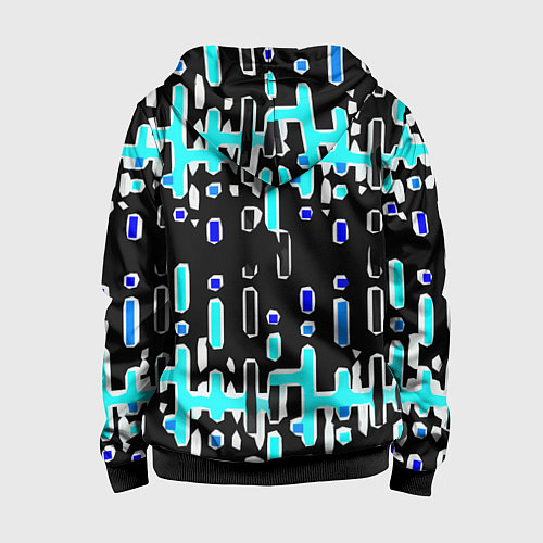 Детская толстовка на молнии Синие линии и точки на чёрном фоне / 3D-Черный – фото 2