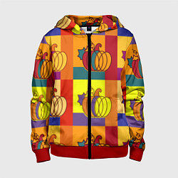 Толстовка на молнии детская Тыква разноцветная, цвет: 3D-красный