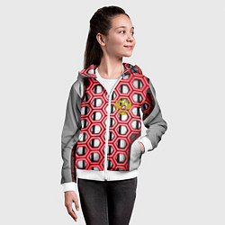 Толстовка на молнии детская Россия герб сетка метала, цвет: 3D-белый — фото 2