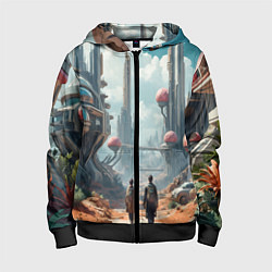 Толстовка на молнии детская Планета фантастика, цвет: 3D-черный