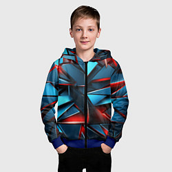 Толстовка на молнии детская Геометрические осколки, цвет: 3D-синий — фото 2