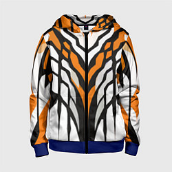 Детская толстовка на молнии Агрессивные чёрно-оранжевые полосы на белом фоне