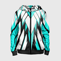 Детская толстовка на молнии Агрессивные чёрно-голубые полосы на белом фоне