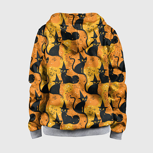 Детская толстовка на молнии Кошки в шляпах - паттерн / 3D-Меланж – фото 2
