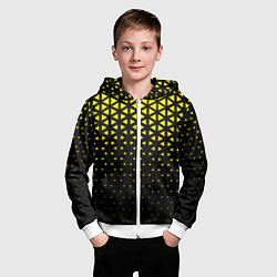 Толстовка на молнии детская Геометрический градиент - чёрно-жёлтый, цвет: 3D-белый — фото 2