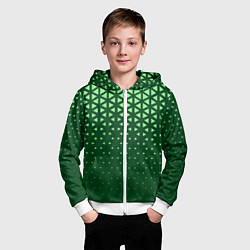 Толстовка на молнии детская Геометрический градиент - зелёно-салатовый, цвет: 3D-белый — фото 2