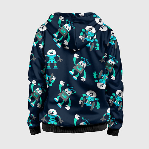 Детская толстовка на молнии Роботы цветной паттерн / 3D-Черный – фото 2