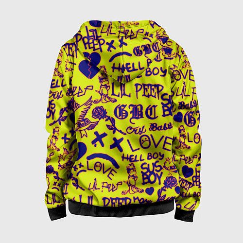 Детская толстовка на молнии Lil peep rap pattern / 3D-Черный – фото 2