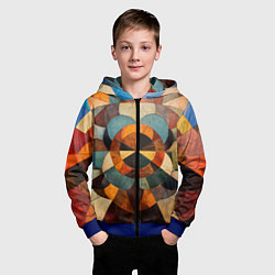 Толстовка на молнии детская Винтажная мозайка, цвет: 3D-синий — фото 2