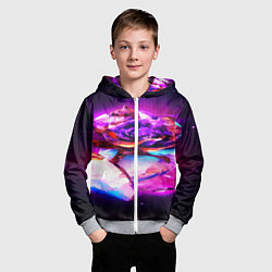 Толстовка на молнии детская Неоновые абстракция краски, цвет: 3D-меланж — фото 2